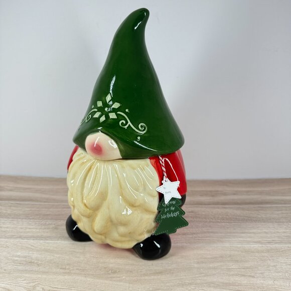 Home Essentials Christmas Gnome Cookie Jar Ceramic Holiday Decor - Picture 2 of 11